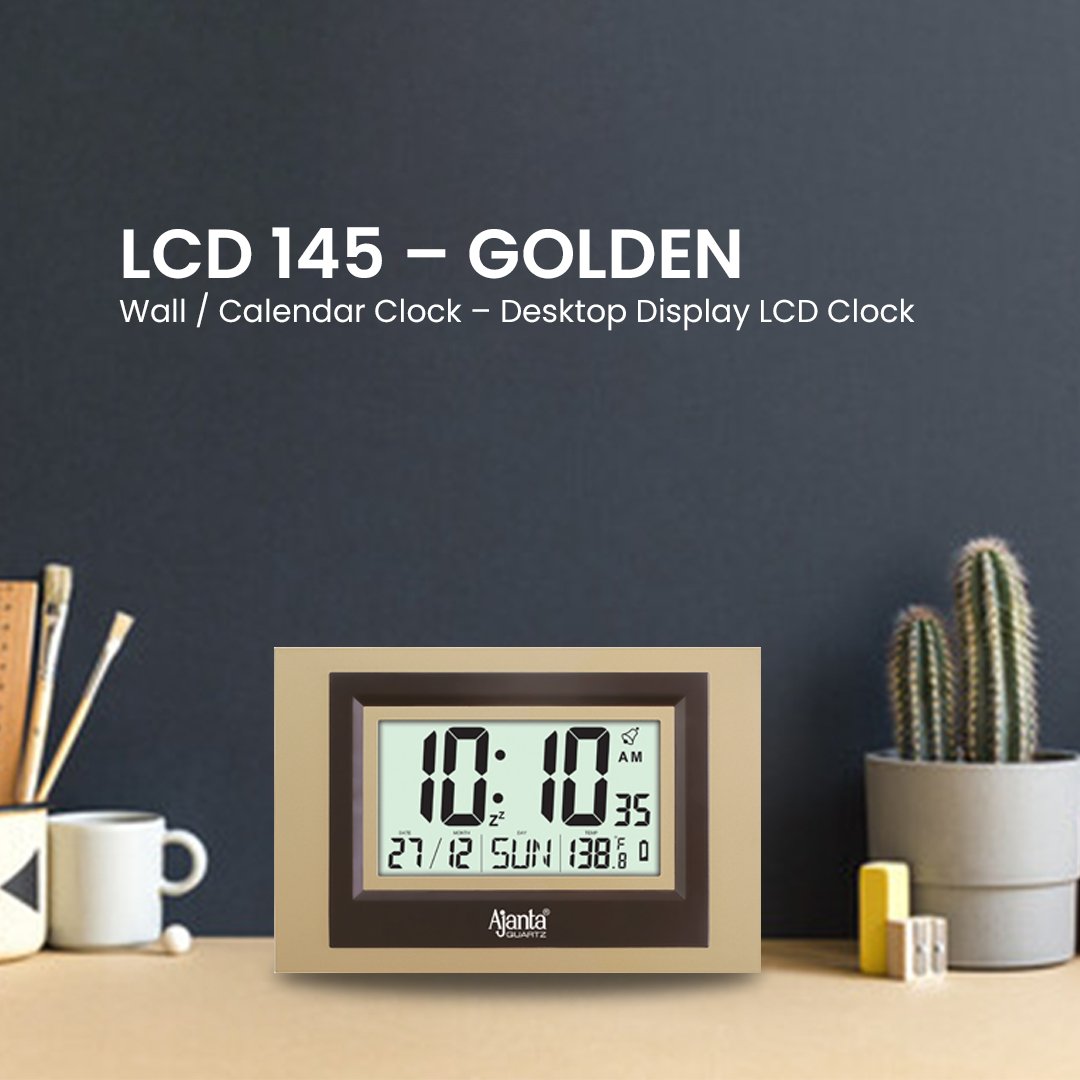 Desktop Display – LCD Clock - GOLDEN - Image 2