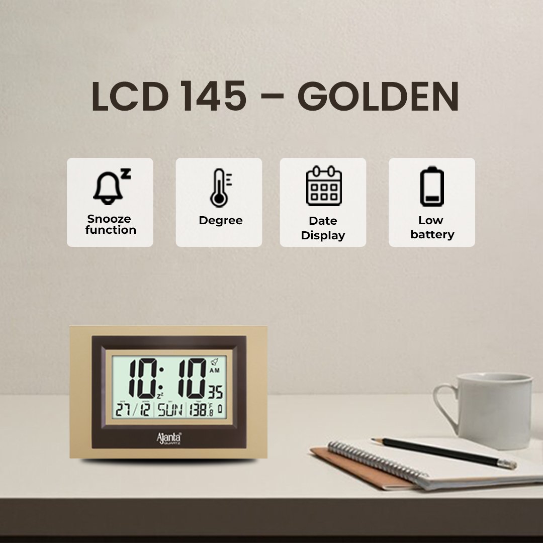 Desktop Display – LCD Clock - GOLDEN - Image 3