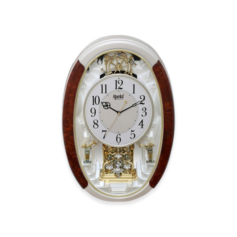 Classic Musical Pendulum Quartz Wall Clock – 3527 – New Pearl White